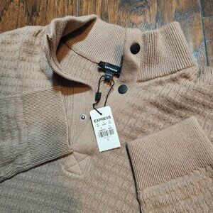 Men's Express Textured Snap Mock Sweater Size Medium - NWT